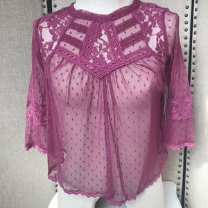 ‼️SOLD‼️Free People Lace Top, Ruby Red, S